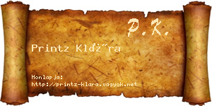 Printz Klára névjegykártya